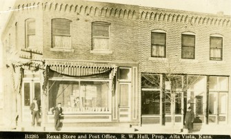 Hull Drug Store and U.S. Post Office Before Tornado - c.1912
