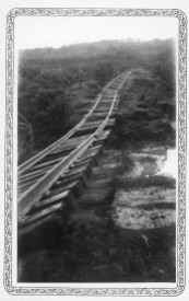 Atchison, Topeka & Santa Fe tracks outside of Alma, Kansas show considerable damage after flooding in 1936.
