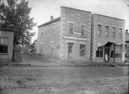 This early view of The Signal building, located at 319 Missouri Street was taken by Alma, Kansas photographer, Gus Meier. Phil Birk is seen standing in the doorway of his meat market located in the building to the right. Notice that when this photo was taken in the 1890s, Undorf's Meat Market had yet to be constructed. Photo courtesy Paul Gronquist.
