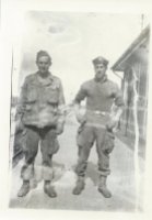 Charlie Barnhart, left, and George Spartichino pose for a photograph while in Holland in 1945.