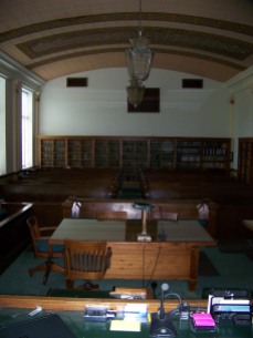 The spacious courtroom inside the Wabaunsee County Courthouse was filled to capacity during the Longaker trial in the fall of 1934.
