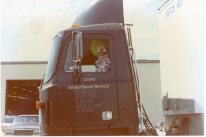 The clown behind the wheel is none other than UPS feeder manager, Lester Fields, seen in this view from 1989.