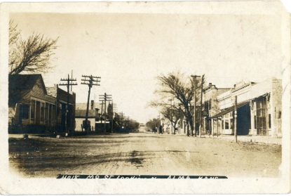This 1907 view of Missouri Street looks north from the 200 block. Notice that the new Meyer building (where the Wabaunsee County Historical Society Museum is located today) had been constructed when this view was taken, but the old Meyer building, next to it to the south, was still in use.